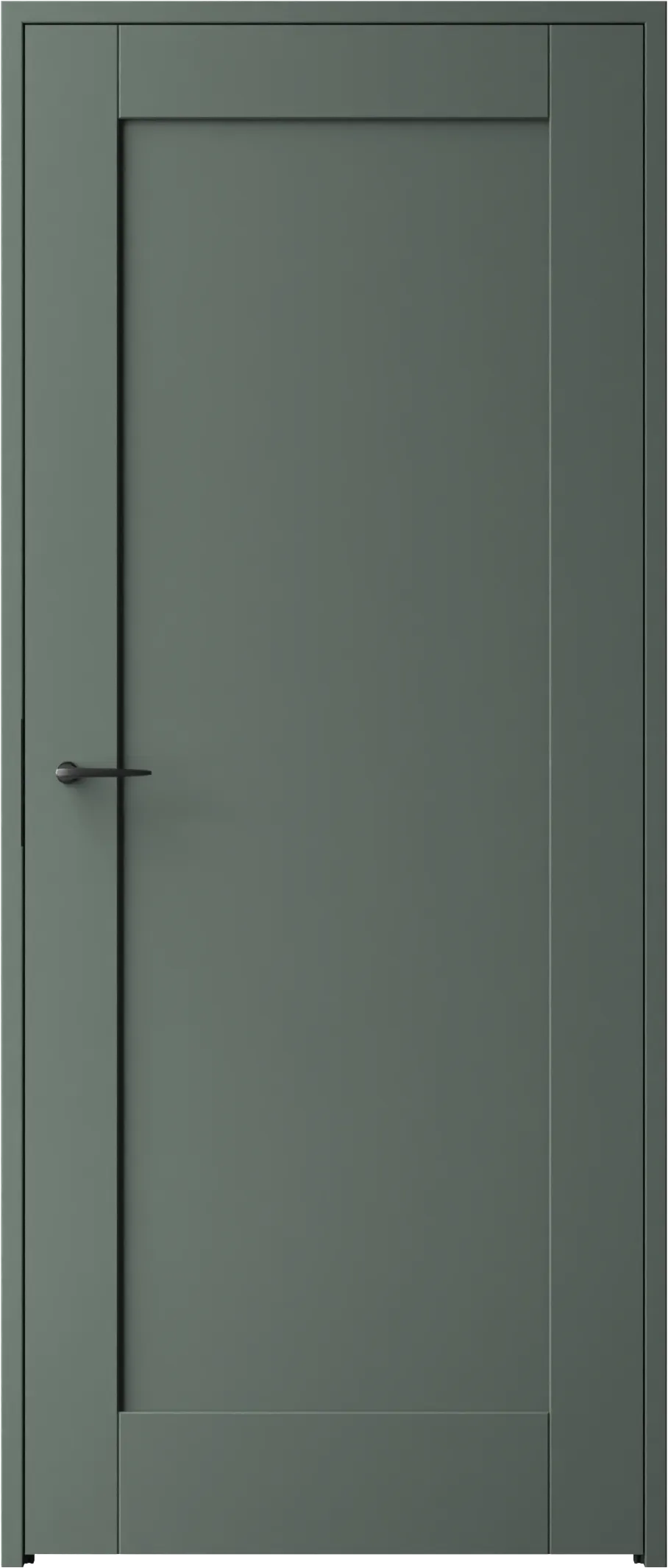 Interior door FO/1F, optional: concealed hinges, drilled for mini rosette without key plate, PS frame, color: NCS S 5010-B70G