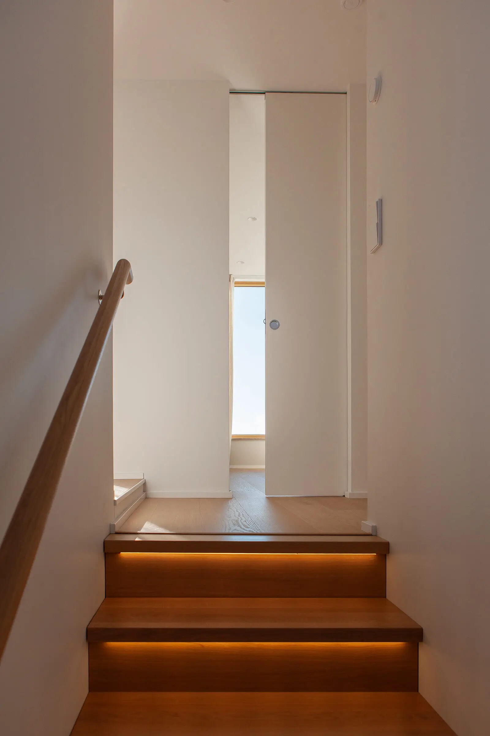 Interior door DS/Slät with ceiling-mounted sliding door track.