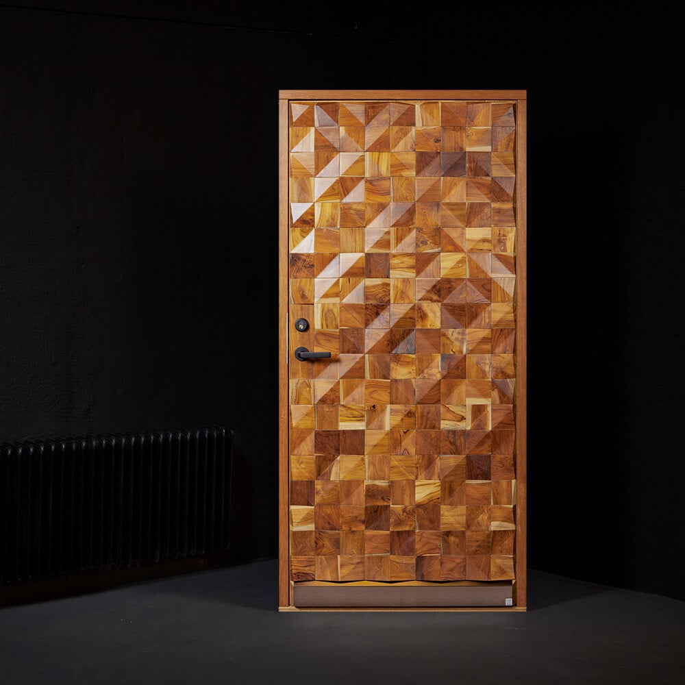 Ytterdörr Willow 110k teak limited edition, Tillval: dolda gångjärn, sparkplåt CT bronze satin