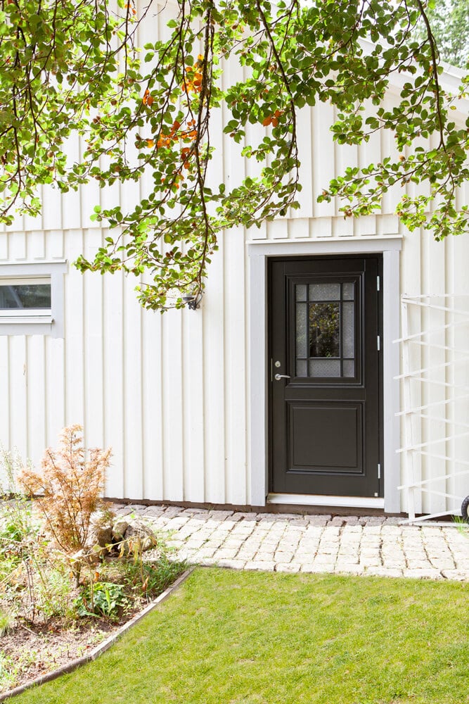 Svart ytterdörr Park 870 G12 SP2:2 med dekorglas