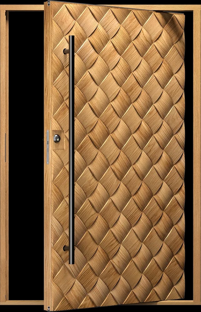 Ekstrands ytterdörr Braid 180, tillval: Pivotutförande, material ek, draghandtag