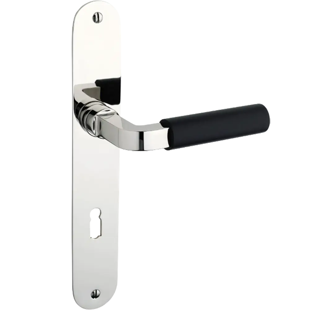 Interior door handle S&B EWS 33E-06 MPN with long backplate in polished nickel/ebony