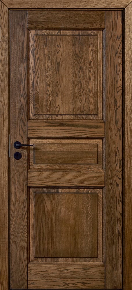 Ekstrand's interior door Exklusiv EX/3F, Options: hidden hinges, oil antique oak 3168, E-frame, Handle: FSB 1058 Alu 0810