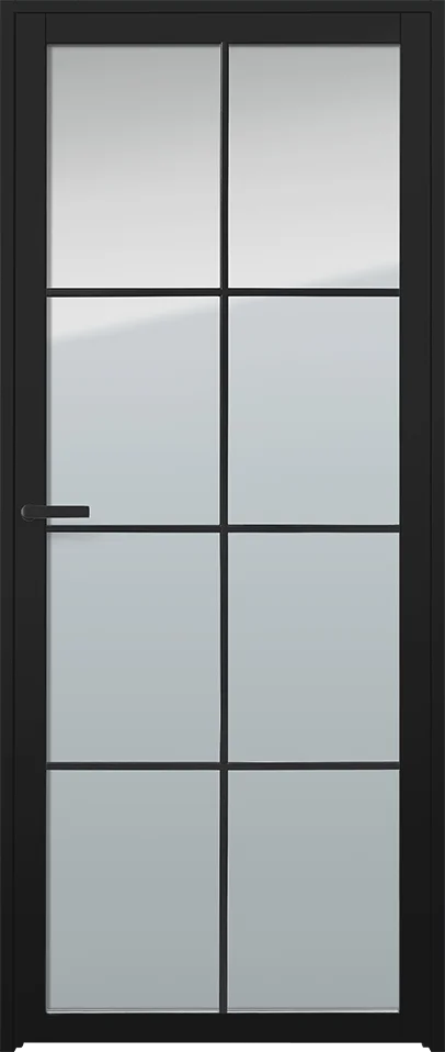 Ekstrands' interior door Form Slim FO/1S-LA SP8, Options: Colour black RAL 9005, not recessed for key plate, PS-frame