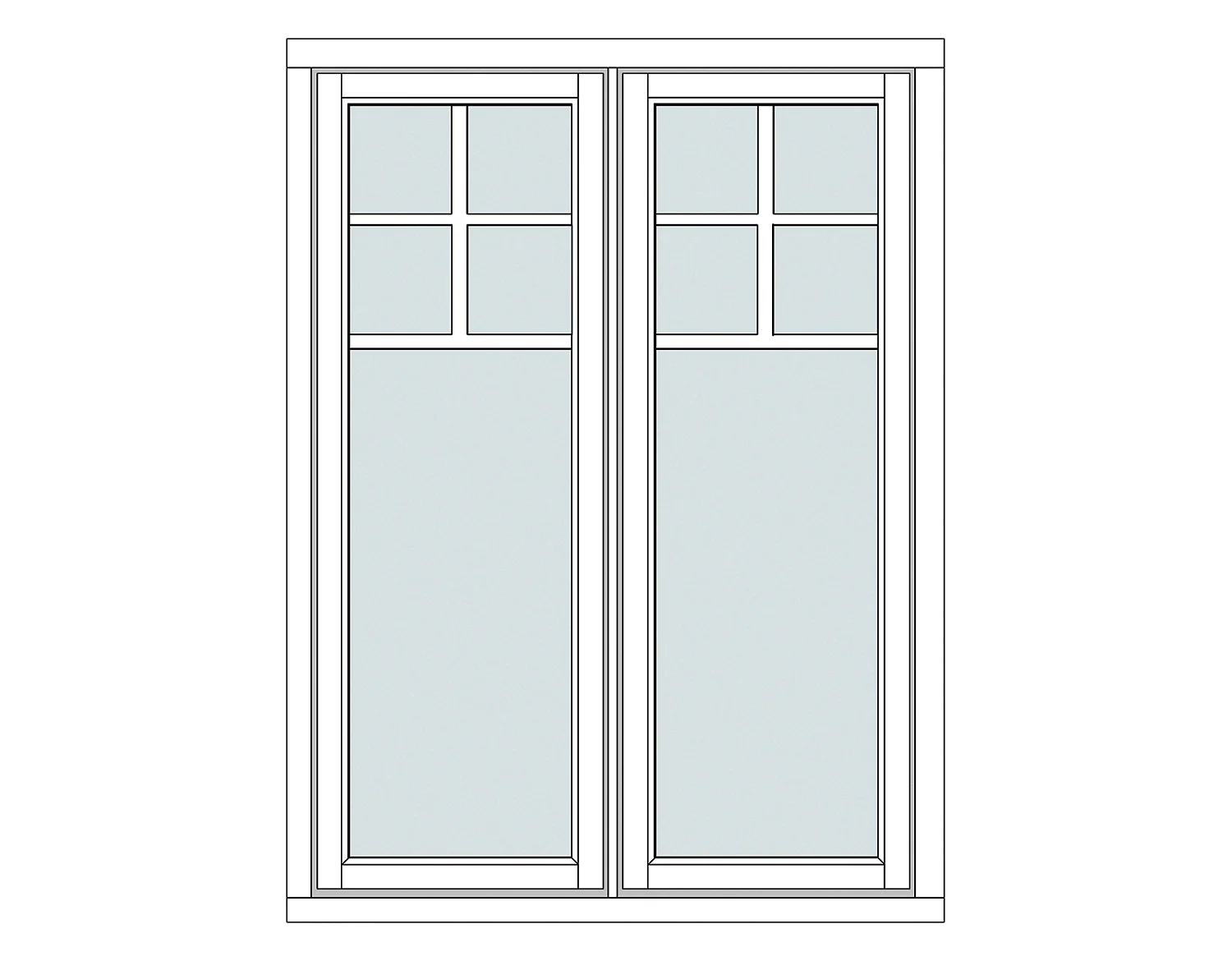 Astragals Flag 1:1, two-sash window