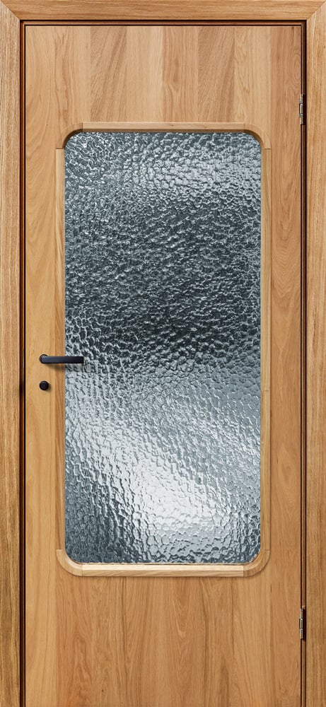 Ekstrands interior door Deco Soft DS/RF6 oak, Options: concealed hinges, Atlantic glass, E-frame