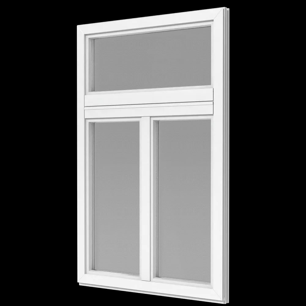 Inward-opening windows in wood/aluminum 3-sash turn-tilt-turn