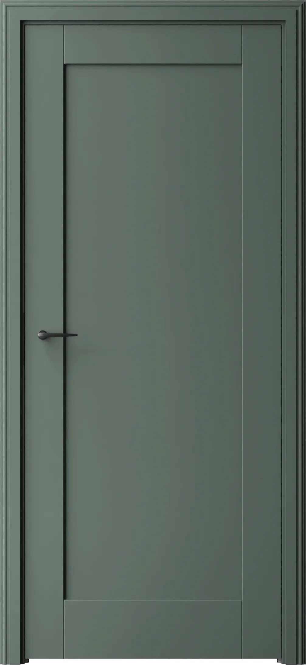 Interior door Form FO/1F, optional: without key plate, concealed hinges, profiled E-frame, color: NCS S 5010-B70G