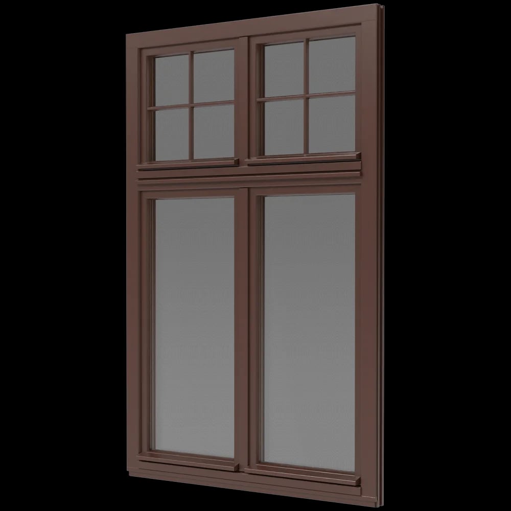 Inward-opening wooden window profile Stad 4-sash flag window, Optional: astragals SP1:1, color RAL 8016