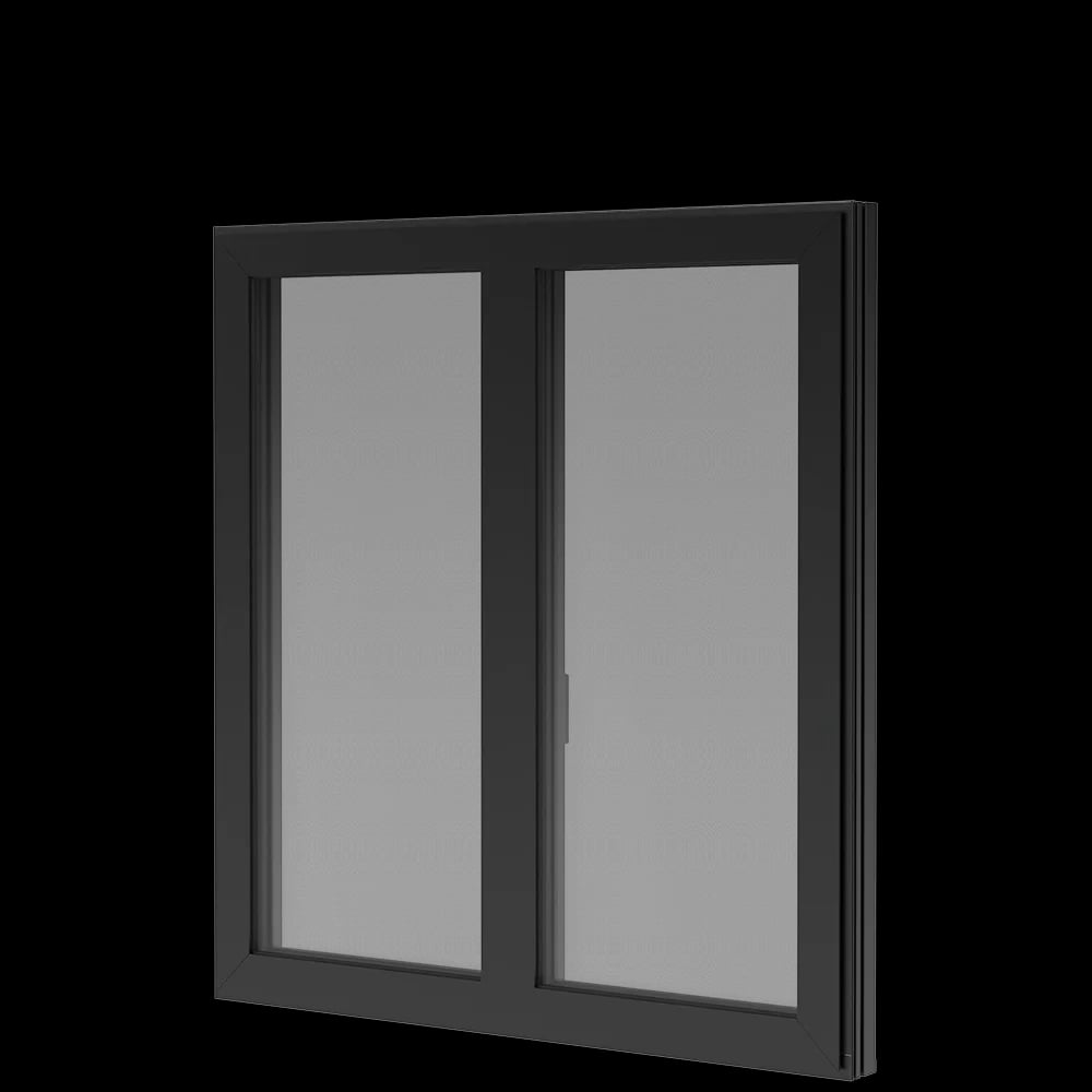 Inward-opening window Panorama wood/aluminum 2-sash, Optional: color black RAL 9005