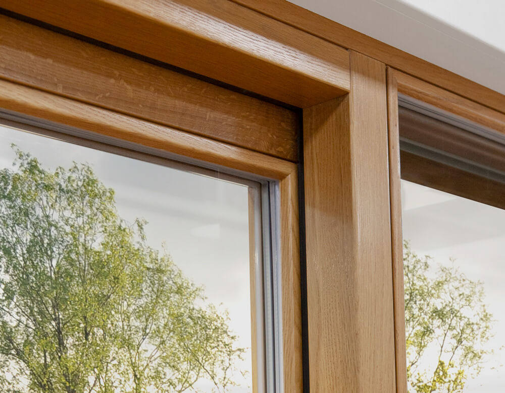 Sliding door in solid oak