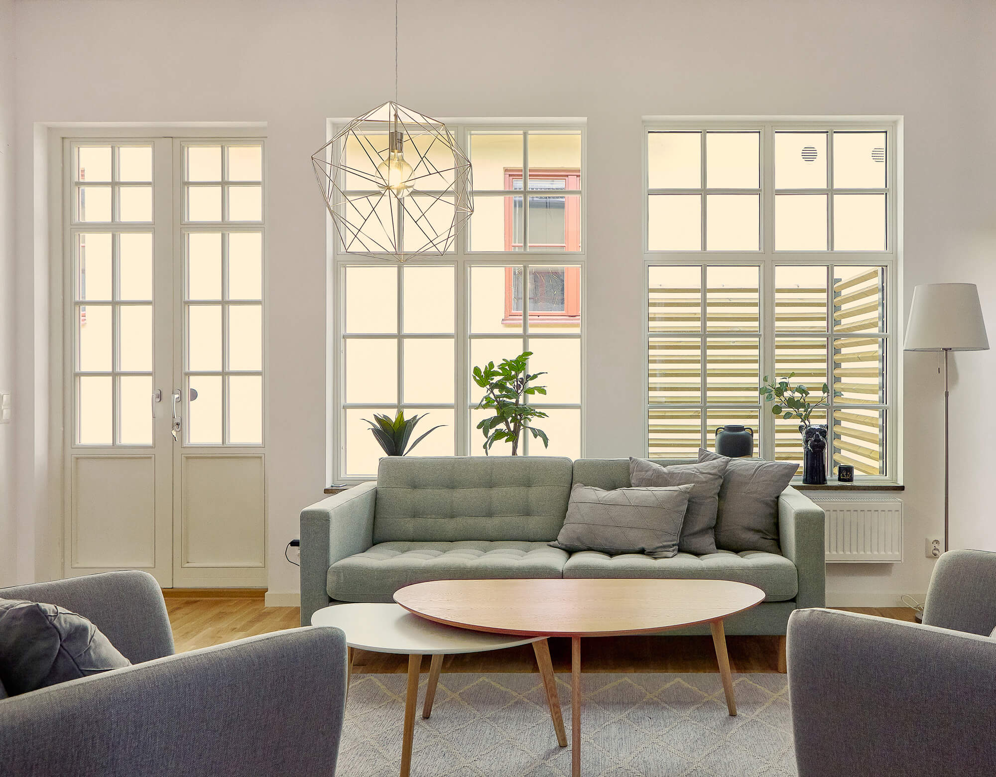 Beautiful wooden windows and patio doors with wooden astragals from Ekstrands