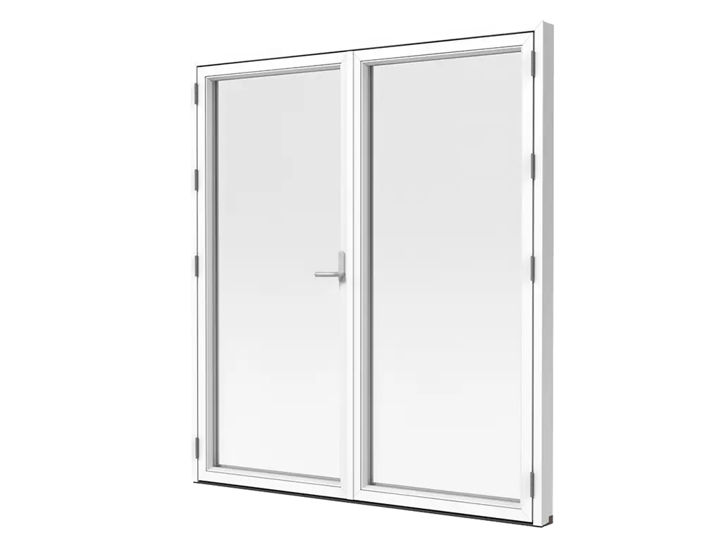 Outward opening double French window door wood/aluminum Modern