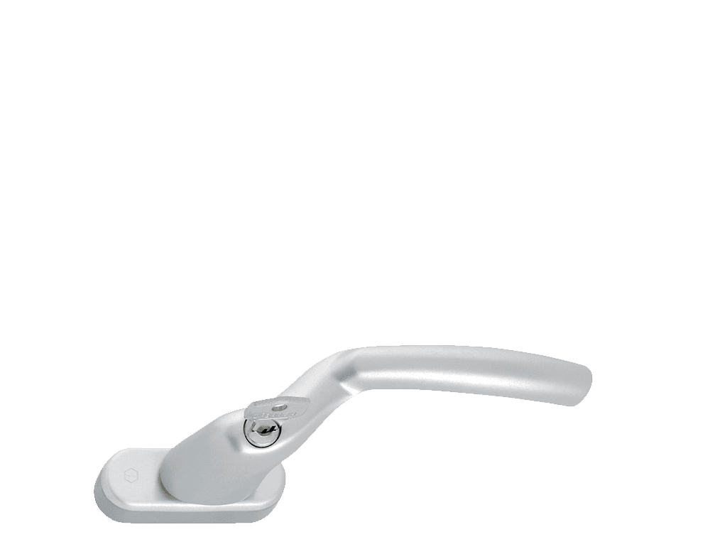 window handle Hoppe Atlanta curved lockable i light alu F1 for top swing windows