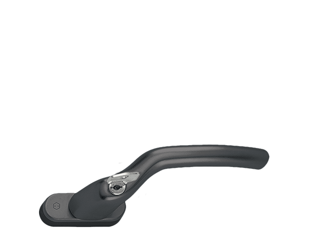 Window handle Hoppe Tokyo curved lockable in black for top swing windows