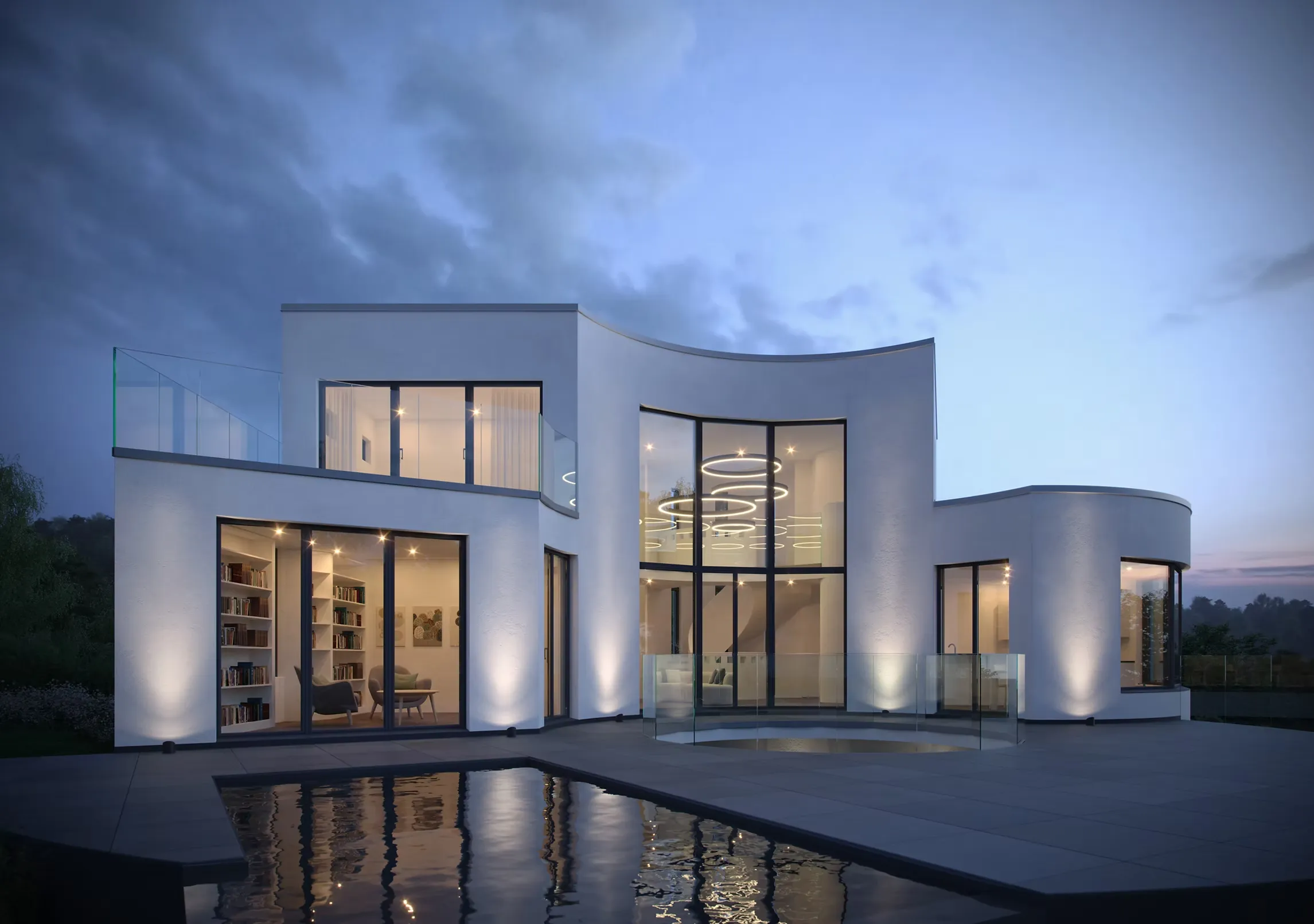 © Pål Ross Villa Luciani Grand DesignFasad Blue Hour.webp