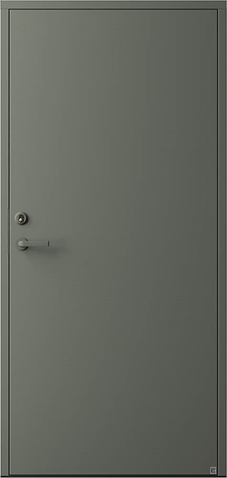 Ekstrands ytterdörr Slät 100, tillval: Kulör RAL 7009 på dörr, handtag och cylinderbehör, dolda gångjärn