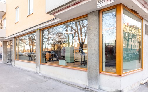 stora fönster i laserad ek