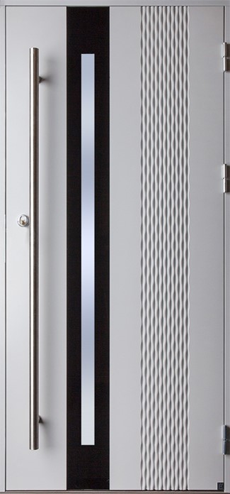 Ekstrands ytterdörr Nara 105 G13 Screeen, Tillval: kulör ljusgrå 8188, rostfritt draghandtag D2R